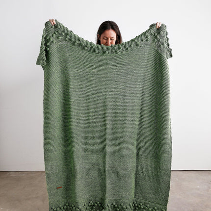 Bobble Lace Edged Eco-Cotton Throw Throw Pillows & Blankets TriadCommerceInc Moss