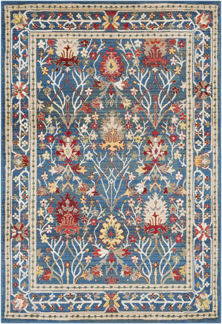 Neola Navy Blue Damask Area Rug Rugs TriadCommerceInc 5'1" x 7'5" Rectangle