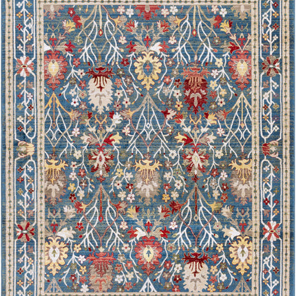 Neola Navy Blue Damask Area Rug Rugs TriadCommerceInc 7'10" x 9'10" Rectangle