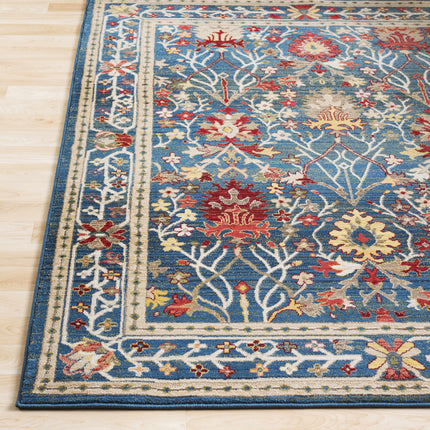 Neola Navy Blue Damask Area Rug Rugs TriadCommerceInc