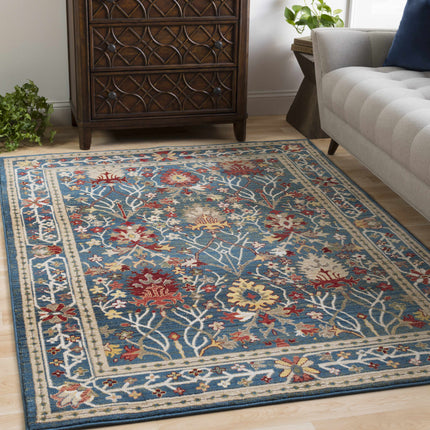 Neola Navy Blue Damask Area Rug Rugs TriadCommerceInc