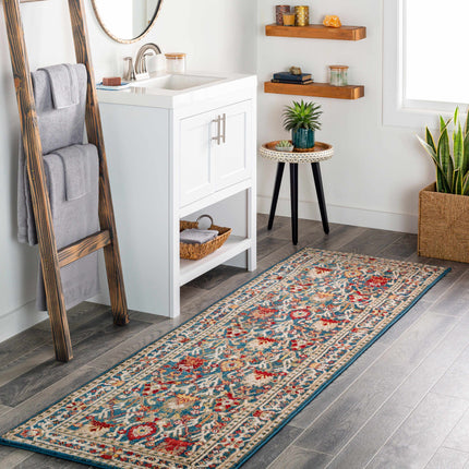 Neola Navy Blue Damask Area Rug Rugs TriadCommerceInc