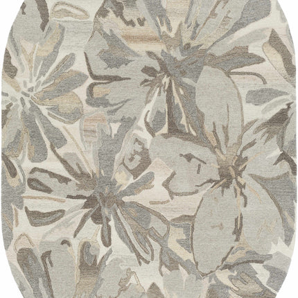 Ilfeld Athena Beige Floral Wool Rug Rugs TriadCommerceInc 6' x 9' Oval