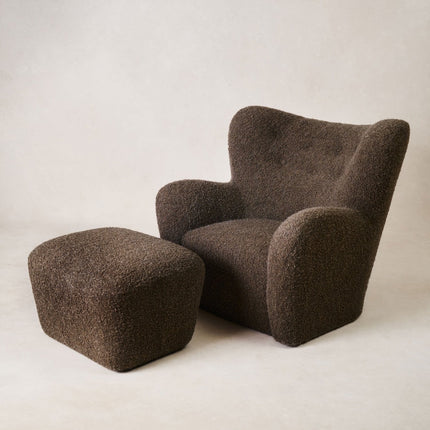 Papa Teddy Ottoman - Mocha Boucle Ottomans TriadCommerceInc