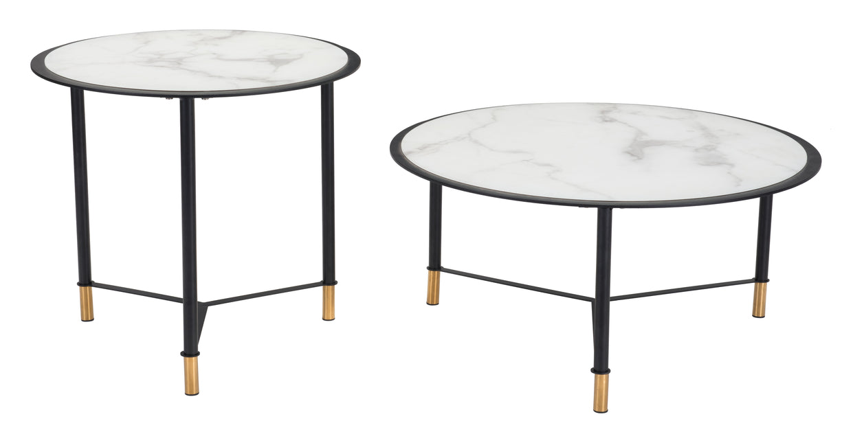 Davis Coffee Table Set (2-Piece) White & Black Coffee Tables TriadCommerceInc   