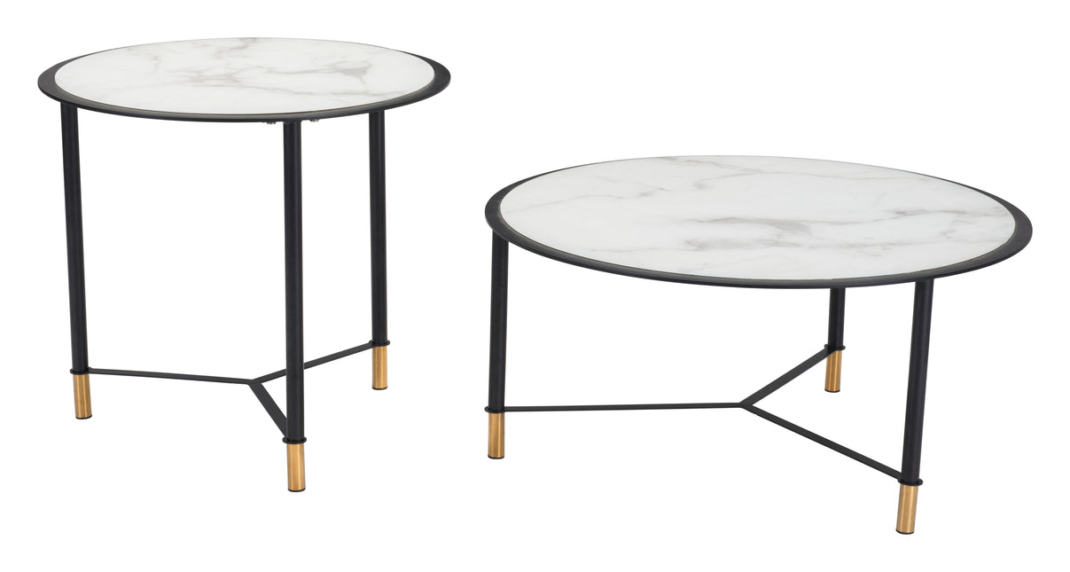 Davis Coffee Table Set (2-Piece) White & Black Coffee Tables TriadCommerceInc Default Title  