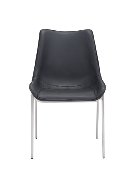 Magnus Dining Chair (Set of 2) Black & Silver Chairs TriadCommerceInc   