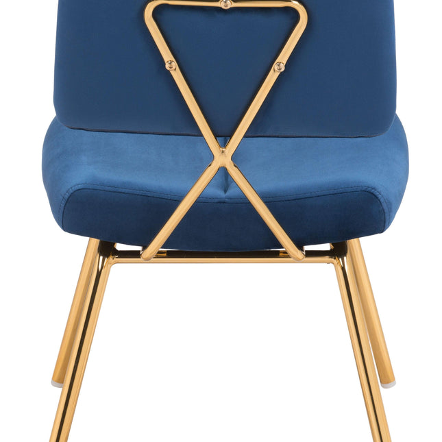 Nicole Accent Chair (Set of 2) Blue & Gold Chairs TriadCommerceInc   