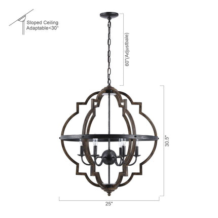 Cambon 6-Light Distressed Black Brushed Wood Chandelier Home Decor > Lighting > Ceiling Lights > Chandelier TriadCommerceInc