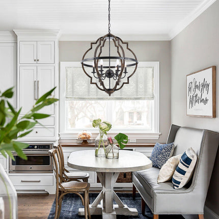 Cambon 6-Light Distressed Black Brushed Wood Chandelier Home Decor > Lighting > Ceiling Lights > Chandelier TriadCommerceInc