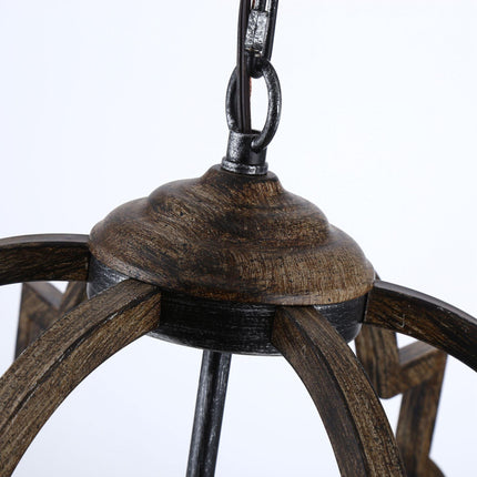 Cambon 6-Light Distressed Black Brushed Wood Chandelier Home Decor > Lighting > Ceiling Lights > Chandelier TriadCommerceInc
