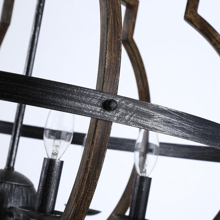 Cambon 6-Light Distressed Black Brushed Wood Chandelier Home Decor > Lighting > Ceiling Lights > Chandelier TriadCommerceInc