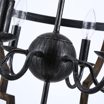 Cambon 6-Light Distressed Black Brushed Wood Chandelier Home Decor > Lighting > Ceiling Lights > Chandelier TriadCommerceInc