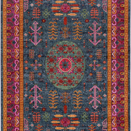 Cleveland Colorful Traditional Area Rug - Teal, Aqua, Navy Rugs TriadCommerceInc 5'3" x 7'3" Rectangle