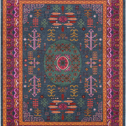 Cleveland Colorful Traditional Area Rug - Teal, Aqua, Navy Rugs TriadCommerceInc 7'10" x 10'2" Rectangle