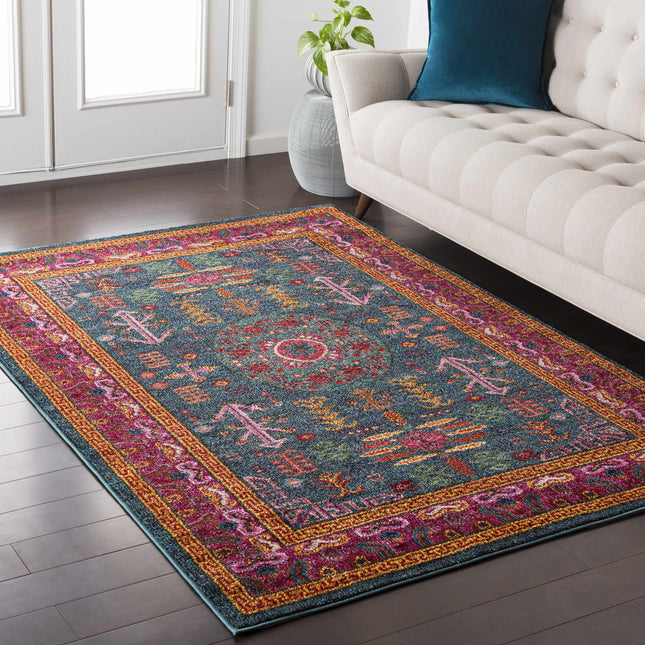 Cleveland Colorful Traditional Area Rug - Teal, Aqua, Navy Rugs TriadCommerceInc
