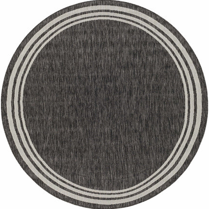 Coonamble Bordered Antrasit Outdoor Rug Rugs TriadCommerceInc 6'7" Round