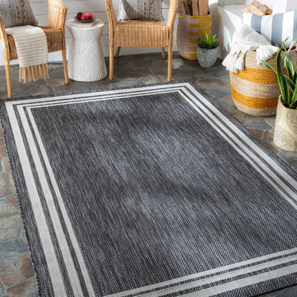 Coonamble Bordered Antrasit Outdoor Rug Rugs TriadCommerceInc