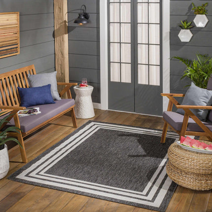 Coonamble Bordered Antrasit Outdoor Rug Rugs TriadCommerceInc