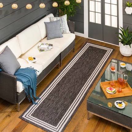 Coonamble Bordered Antrasit Outdoor Rug Rugs TriadCommerceInc
