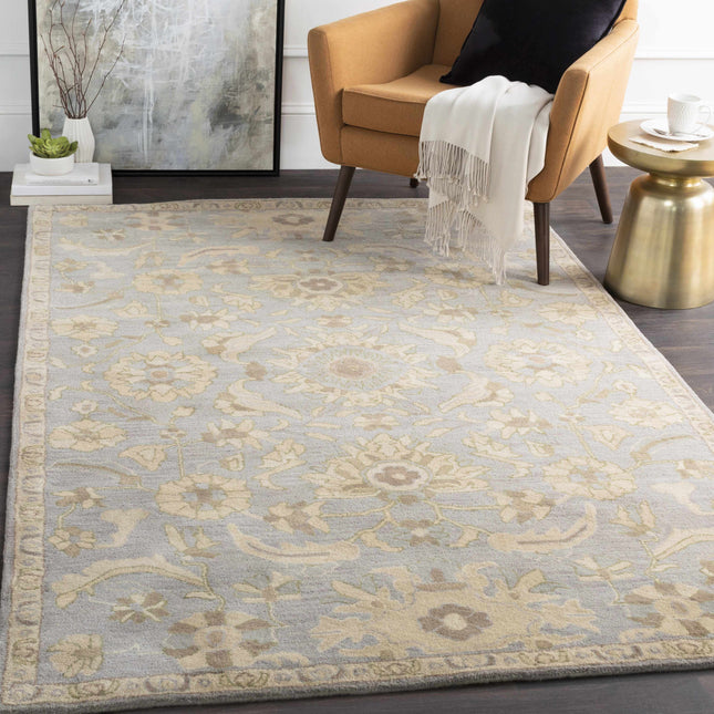 Copen Beige Floral Wool Rug Rugs TriadCommerceInc