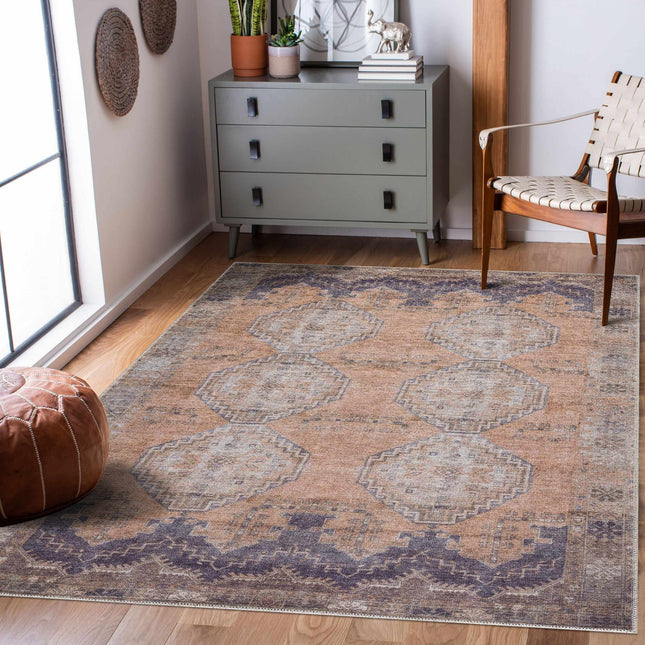 Carrabelle Peach Washable Area Rug - Clearance Rugs TriadCommerceInc