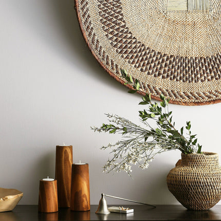 Cylinder Eucalyptus Wood Tealight Candle Holder Décor Collection TriadCommerceInc