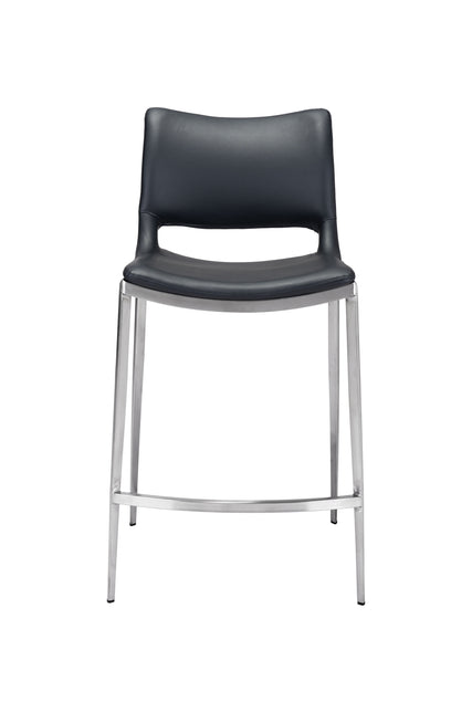 Ace Counter Stool (Set of 2) Black & Silver Counter Stools TriadCommerceInc   