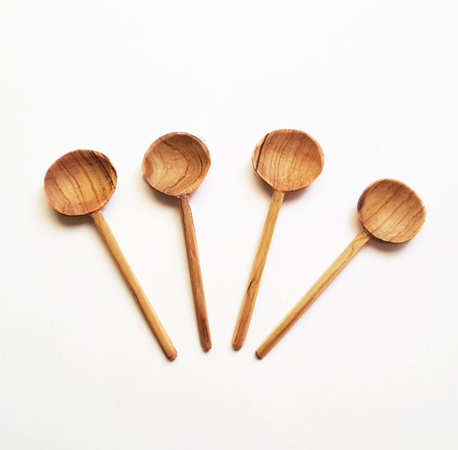 Olive Wood Coffee Spoon Set Tableware TriadCommerceInc   