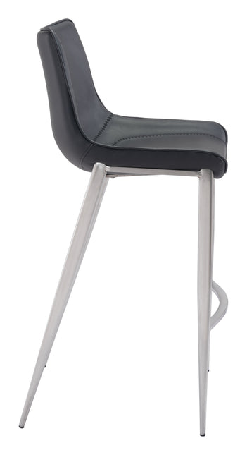 Magnus Barstool (Set of 2) Black & Silver Barstools TriadCommerceInc   