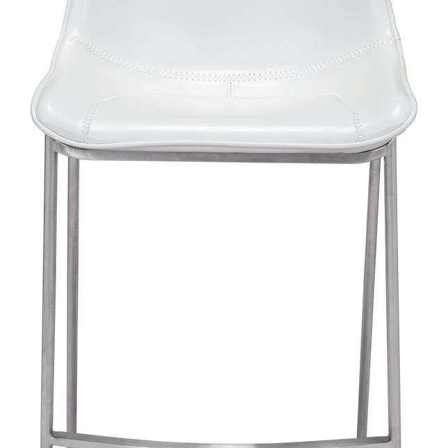 Magnus Counter Stool (Set of 2) White & Silver Counter Stools TriadCommerceInc   