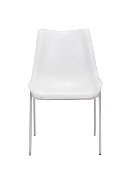Magnus Dining Chair (Set of 2) White & Silver Chairs TriadCommerceInc   