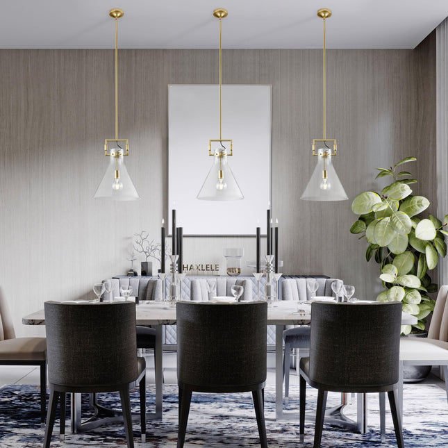Helios Crystal & Gold LED 1 light Pendant Pendants TriadCommerceInc   