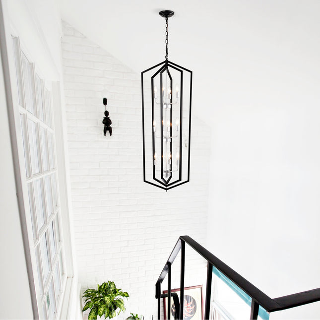 Serafine Matte Black & Silver Cage Chandelier Home Decor > Lighting > Ceiling Lights > Pendant Lights TriadCommerceInc