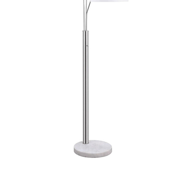 White and Stain Nickel Trio Drum Shade Floor Lamp Table Lamps TriadCommerceInc   