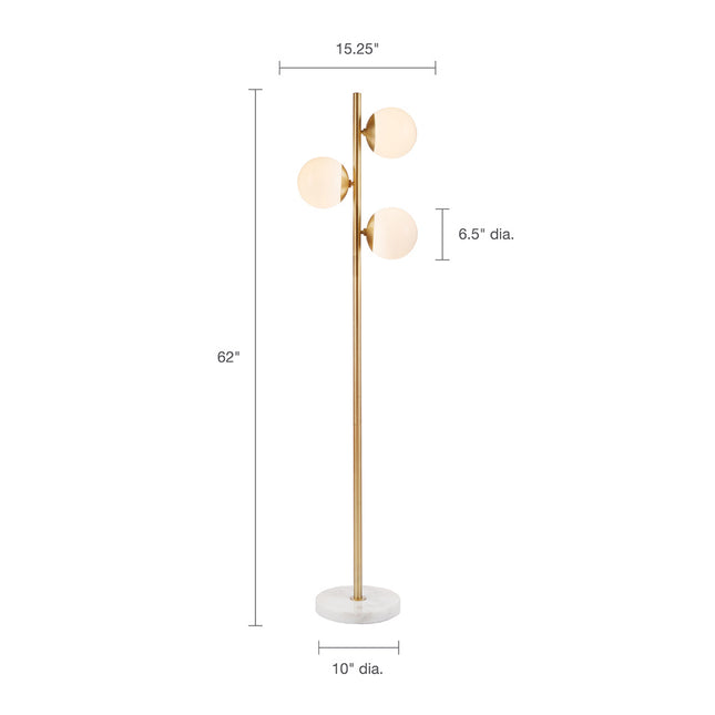 Holloway 3-Globe Floor Lamp Marble Base Floor Lamps TriadCommerceInc   