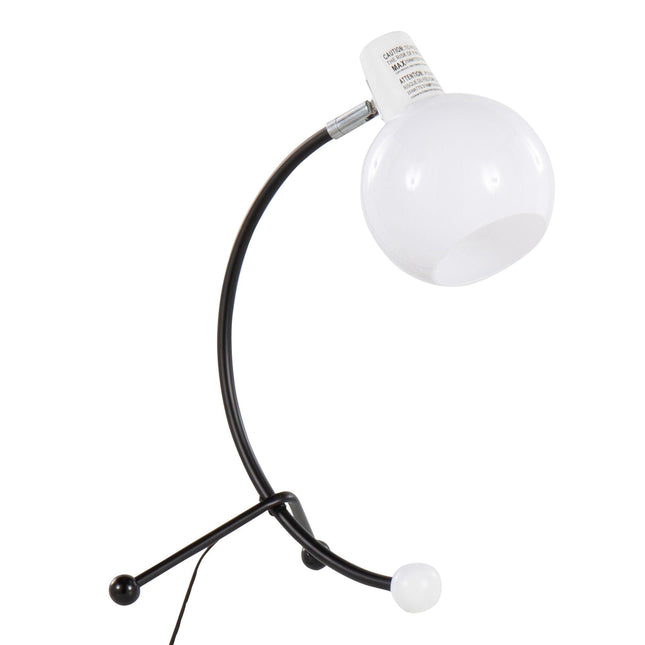Eileen Contemporary Task Lamp in Black Metal and White Plastic Shade Table Lamps TriadCommerceInc