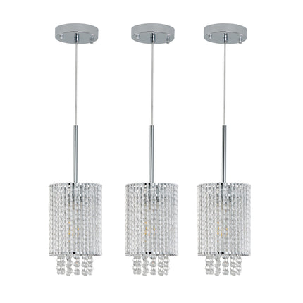 Ellie 3-Pack Modern Crystal Pendant Lights with Adjustable Chrome Finish Pendants TriadCommerceInc   