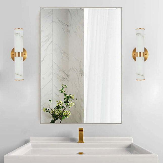 Modern Gold Resin Wall Sconce Set of 2 Wall Lighting TriadCommerceInc   