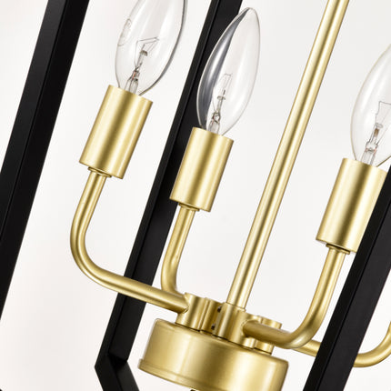 Seraphine Matte Black Lantern Chandelier with Gold Trim Home Decor > Lighting > Ceiling Lights > Pendant Lights TriadCommerceInc