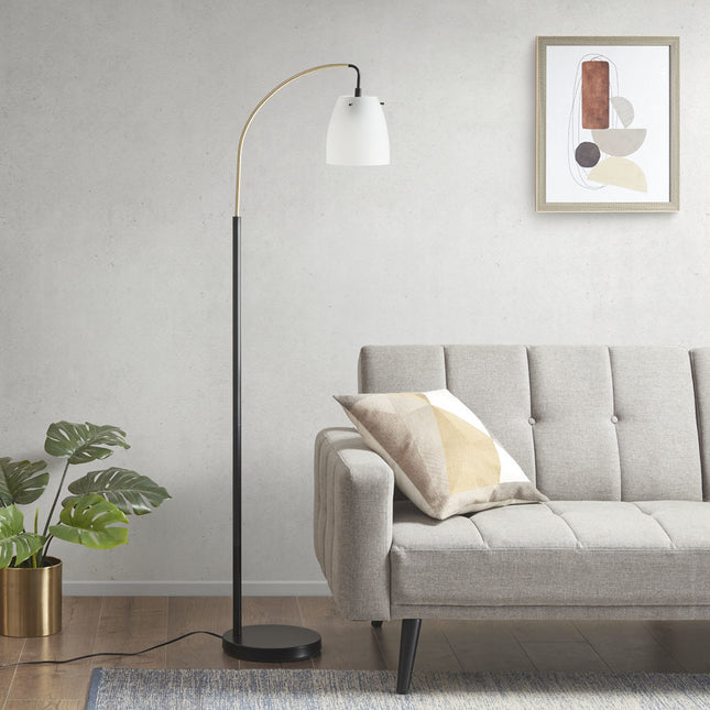 Arched Metal Floor Lamp with Frosted Glass Shade Floor Lamps TriadCommerceInc   