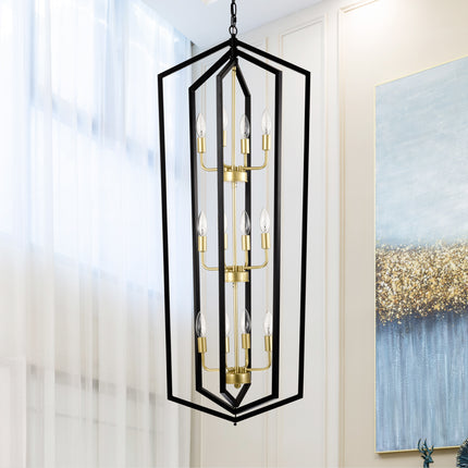 Seraphine Matte Black Lantern Chandelier with Gold Trim Home Decor > Lighting > Ceiling Lights > Pendant Lights TriadCommerceInc