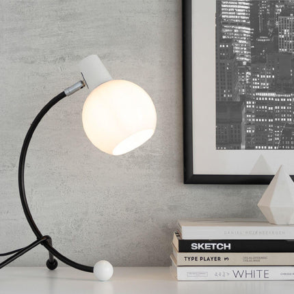 Eileen Contemporary Task Lamp in Black Metal and White Plastic Shade Table Lamps TriadCommerceInc