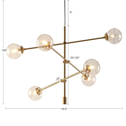 Cyrus 6-Globe Light Architectural Metal Gold Chandelier Home Decor > Lighting > Ceiling Lights > Chandelier TriadCommerceInc