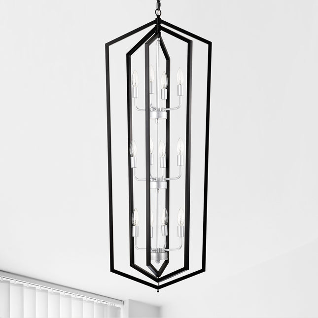 Serafine Matte Black & Silver Cage Chandelier Home Decor > Lighting > Ceiling Lights > Pendant Lights TriadCommerceInc