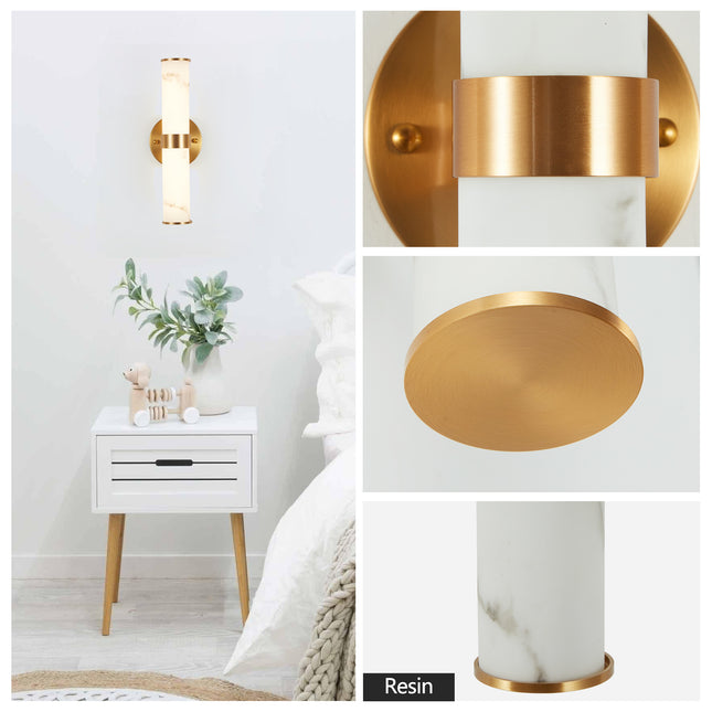 Modern Gold Resin Wall Sconce Set of 2 Wall Lighting TriadCommerceInc   