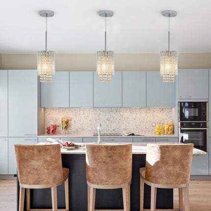 Ellie 3-Pack Modern Crystal Pendant Lights with Adjustable Chrome Finish Pendants TriadCommerceInc   