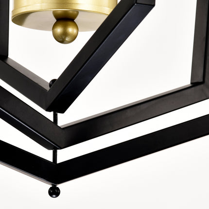 Seraphine Matte Black Lantern Chandelier with Gold Trim Home Decor > Lighting > Ceiling Lights > Pendant Lights TriadCommerceInc