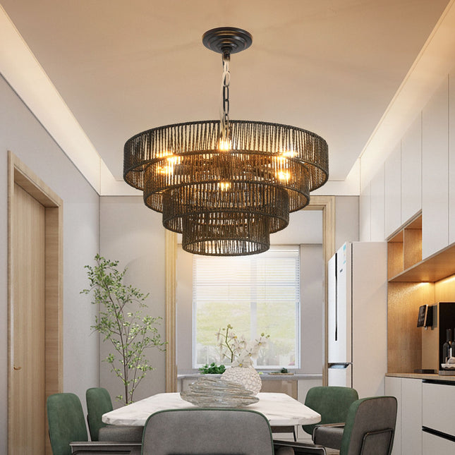 Boho 4-Tier Hemp Rope Chandelier Home Decor > Lighting > Ceiling Lights > Chandelier TriadCommerceInc