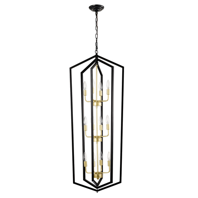 Seraphine Matte Black Lantern Chandelier with Gold Trim Home Decor > Lighting > Ceiling Lights > Pendant Lights TriadCommerceInc as Pic